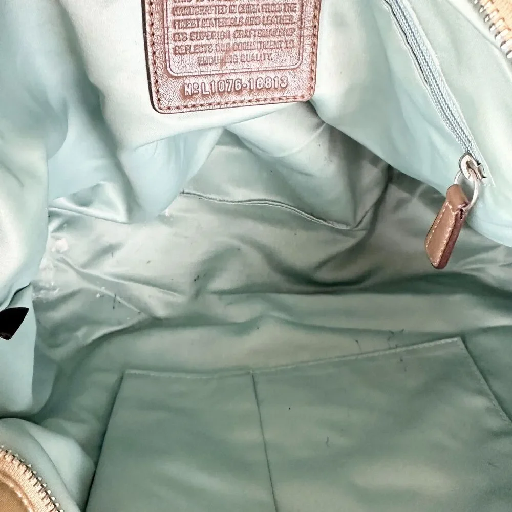 Coach Kristen Signature Op Art Hobo Purse Sateen Zip Top